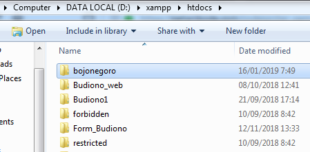 Folder CI direname menjadi  bojonegoro
